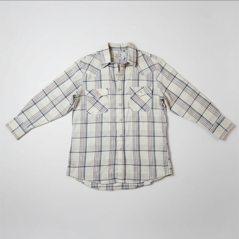 Saddle King Western Pearl Snap Shirt - Dark Green Plaid Flannel - Men's XL
